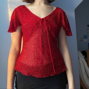 Vintage Sheer Beaded Blouse